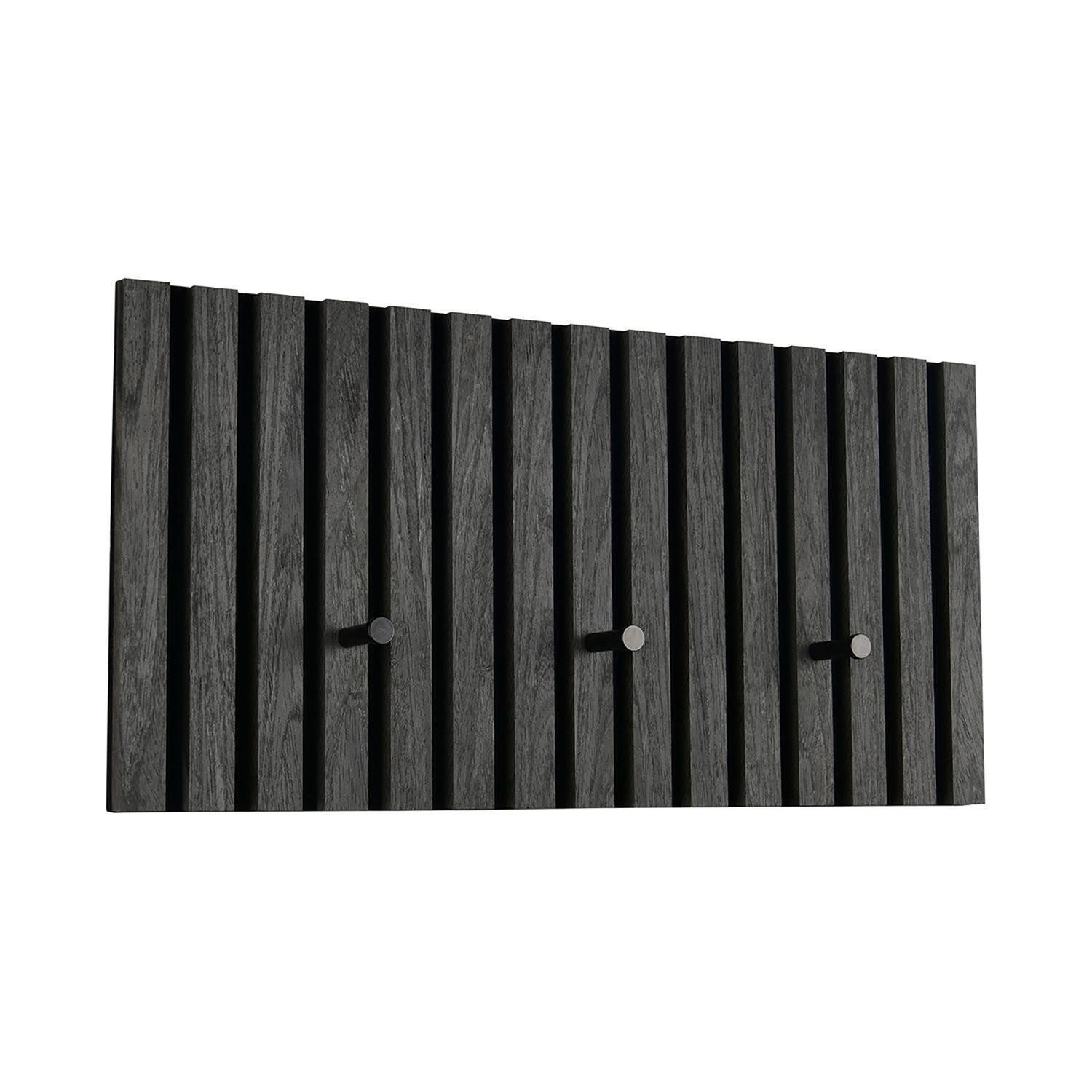 MIRRORS AND MORE Garderobenpaneel GRACE, Grau, Schwarz, Holzoptik, MDF, 3 Haken, B 60 x H 30 x T 7,5 cm
