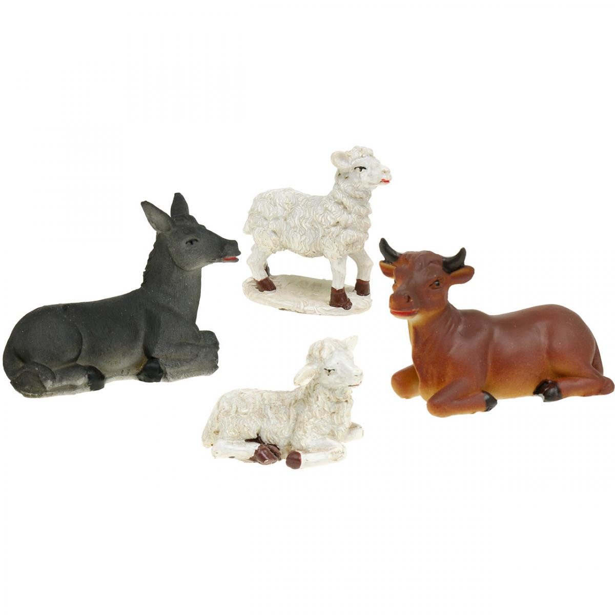 Kaemingk Weihnachtsmann Weihnachtskrippe Krippentiere Set 4 Figuren Polyresin Deko