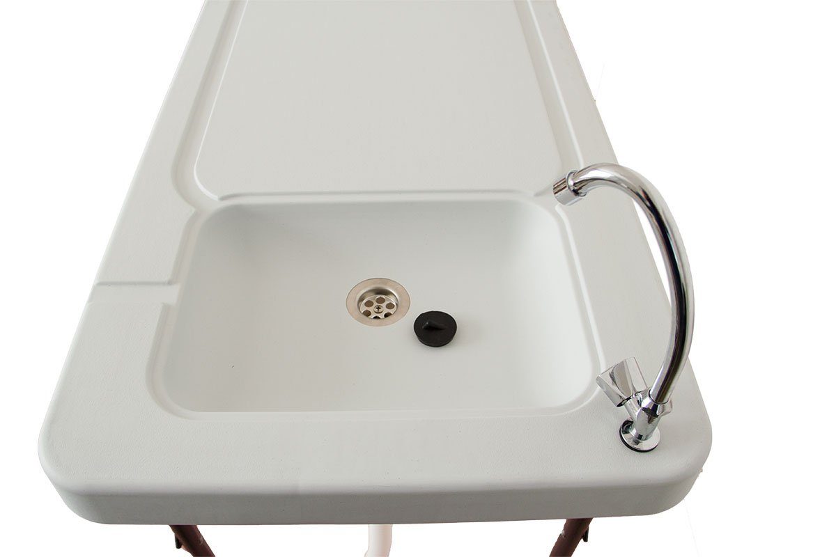 Lemodo Kunststoffspüle Gartenspüle klappbar, mit (1 klappbar mit mit Wasserhahn, Komplett-Set Wasserhahn, Campingtisch Spüle, Wasserhahn, St), Standard