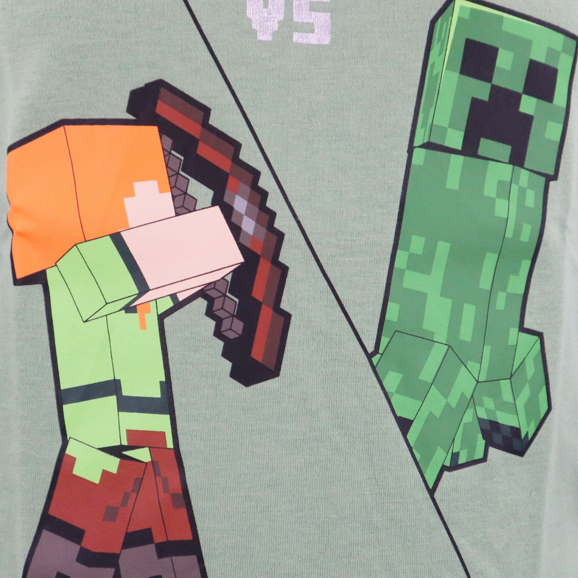 Minecraft Print-Shirt Minecraft Alex 116 jungen Baumwolle Gr. 100% bis 152, Creeper Kinder T-Shirt