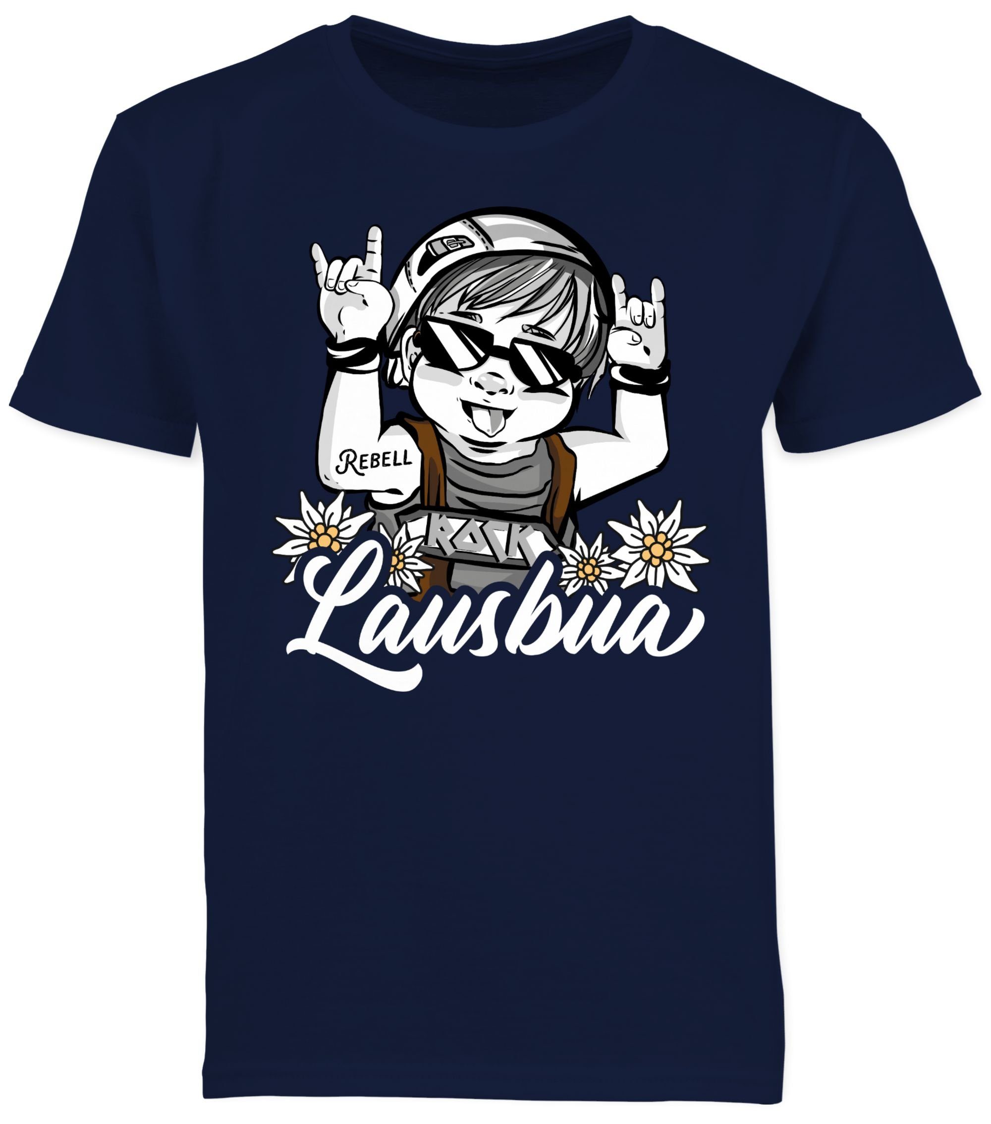 Dunkelblau für Mode Outfit Kinder weiß Lausbua Oktoberfest Shirtracer 3 T-Shirt -