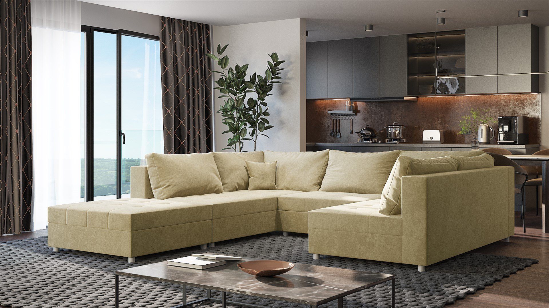 Fun Möbel Wohnlandschaft Sofa U-Form ANDRO, günstig online kaufen