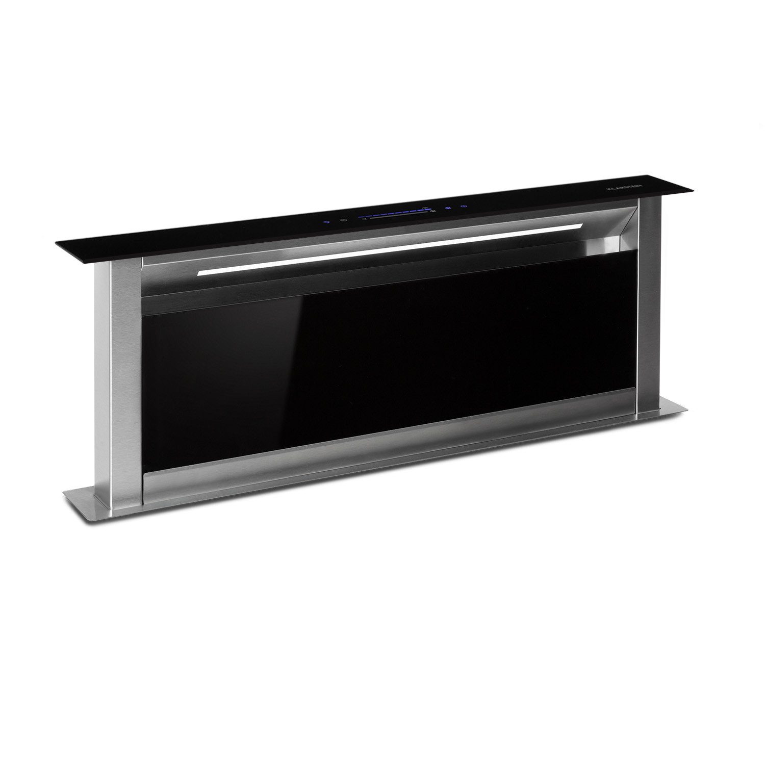 Klarstein Deckenhaube Royal Flush Eco Serie Royal Flush Eco Downdraft Dunstabzugshaube 90 cm 576 m³/h A+ Royal Flush Eco, Abzugshaube Downdraft Abluft Umluft versenkbar mit Edelstahl