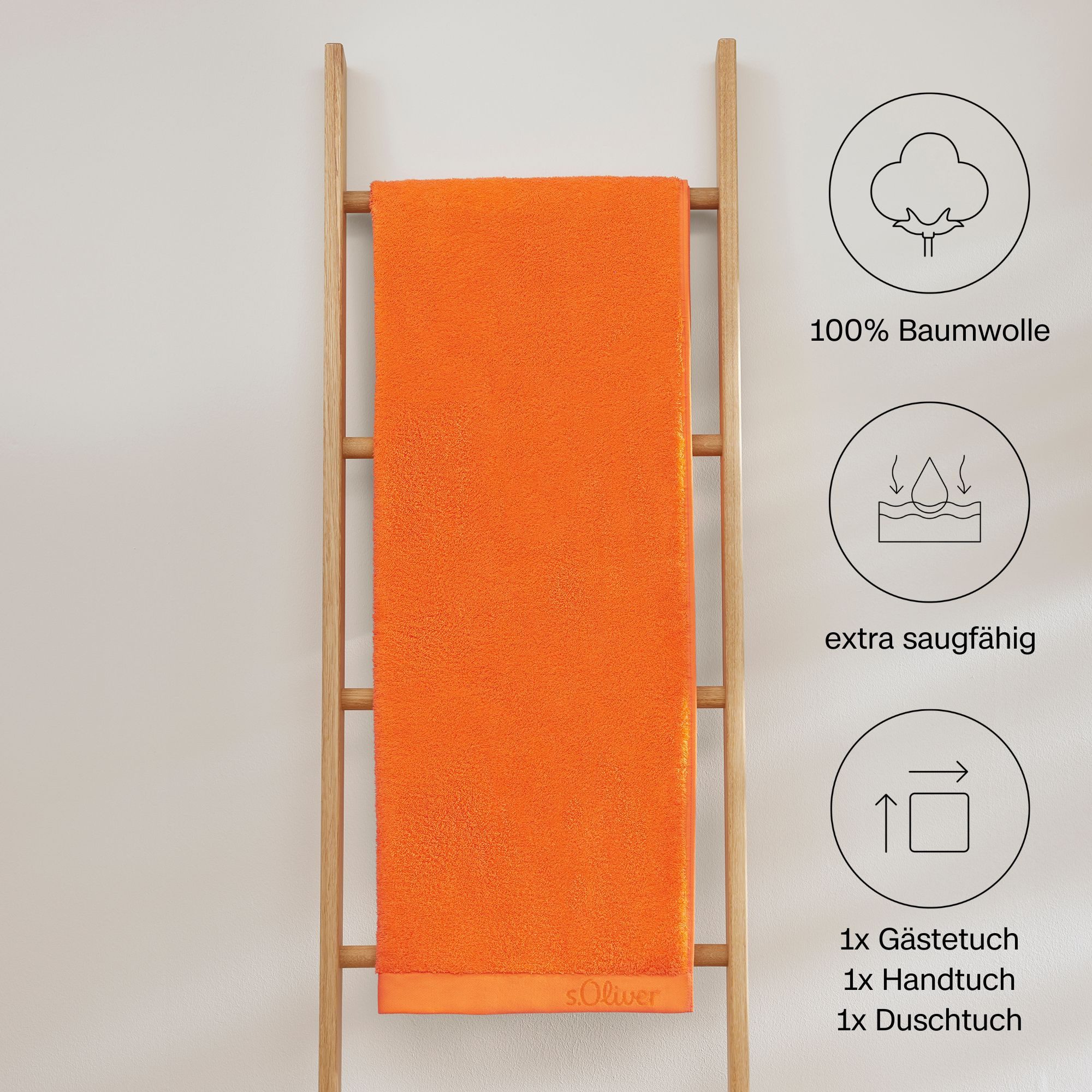 s.Oliver Handtuch Set s.Oliver, Premium Qualität, 600 gr/m², Walkfrottier (Set, 3-St), 1 Gästetuch 30x50 cm, 1 Handtuch 50x100 cm, 1 Duschtuch 70x140 cm