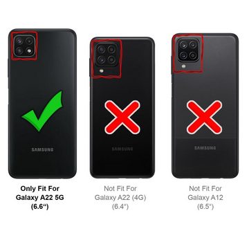 CoolGadget Handyhülle Denim Schutzhülle Flip Case für Samsung Galaxy A22 5G 6,6 Zoll, Book Cover Handy Tasche Hülle für Samsung A22 5G Klapphülle