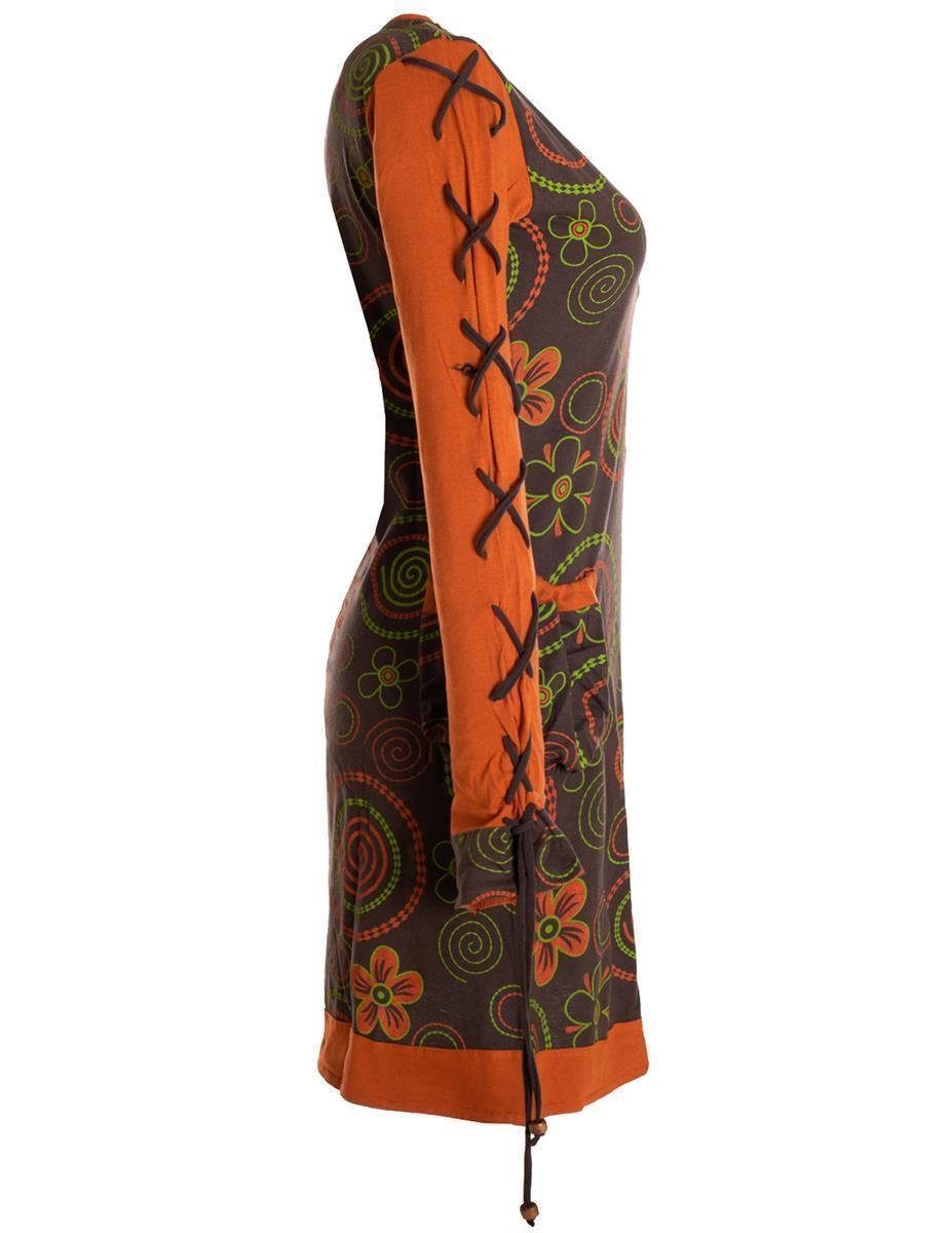 Vishes Jerseykleid Langarm Shirt Blümchenkleid Bedruckt 70er 80er Hippie Style – Bild 3 von 5