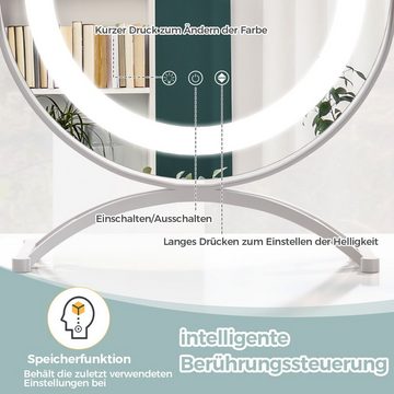 COSTWAY Schminkspiegel, 360° schwenkbar, dimmbar, mit Speicherfunktion