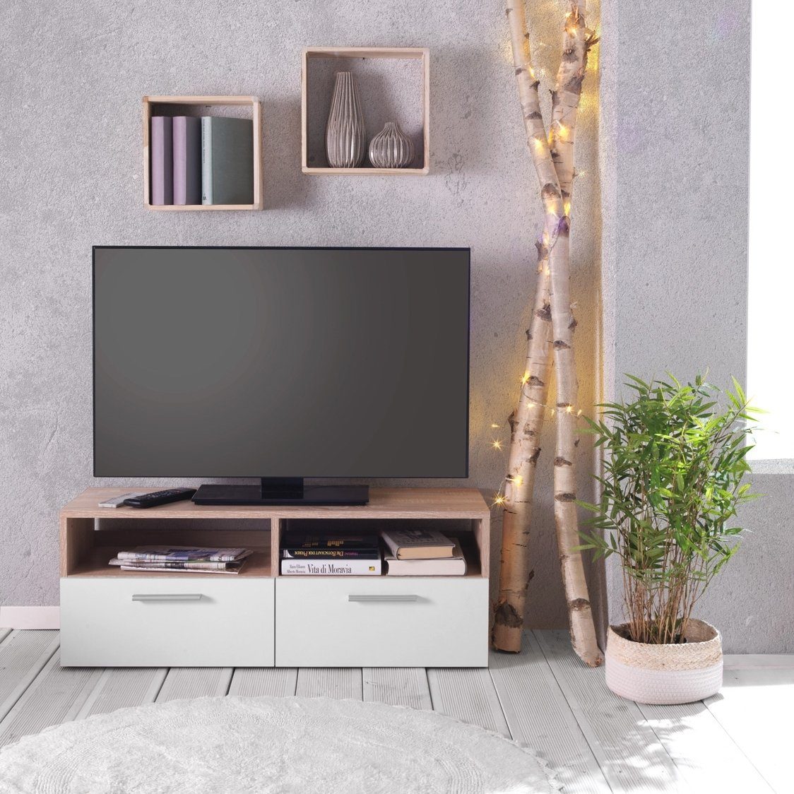 TV-Schrank TV-Lowboard RANA, Breite 95 cm mit 2 Klappen