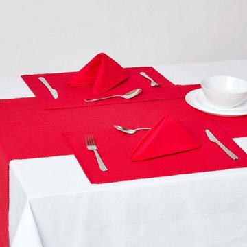 Platzset, Tischset aus Baumwolle, Platzdeckchen 2er Set, rot, Homescapes