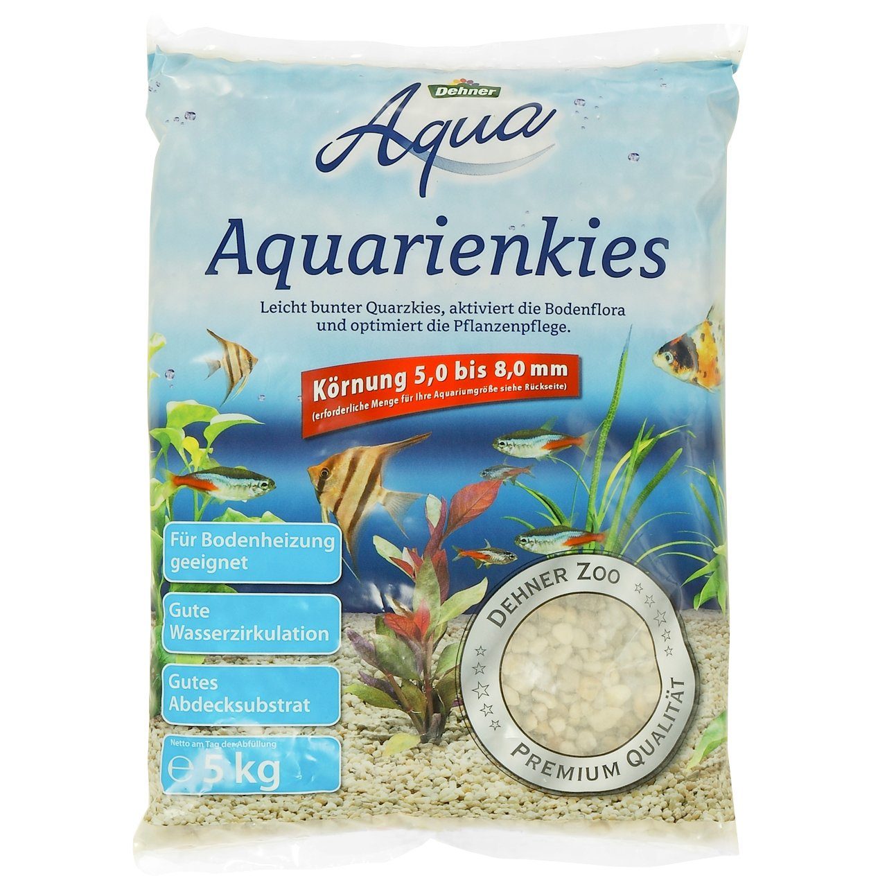 Dehner Aquarienkies Aqua Kies, 3 x 5 kg (15 kg), weiß