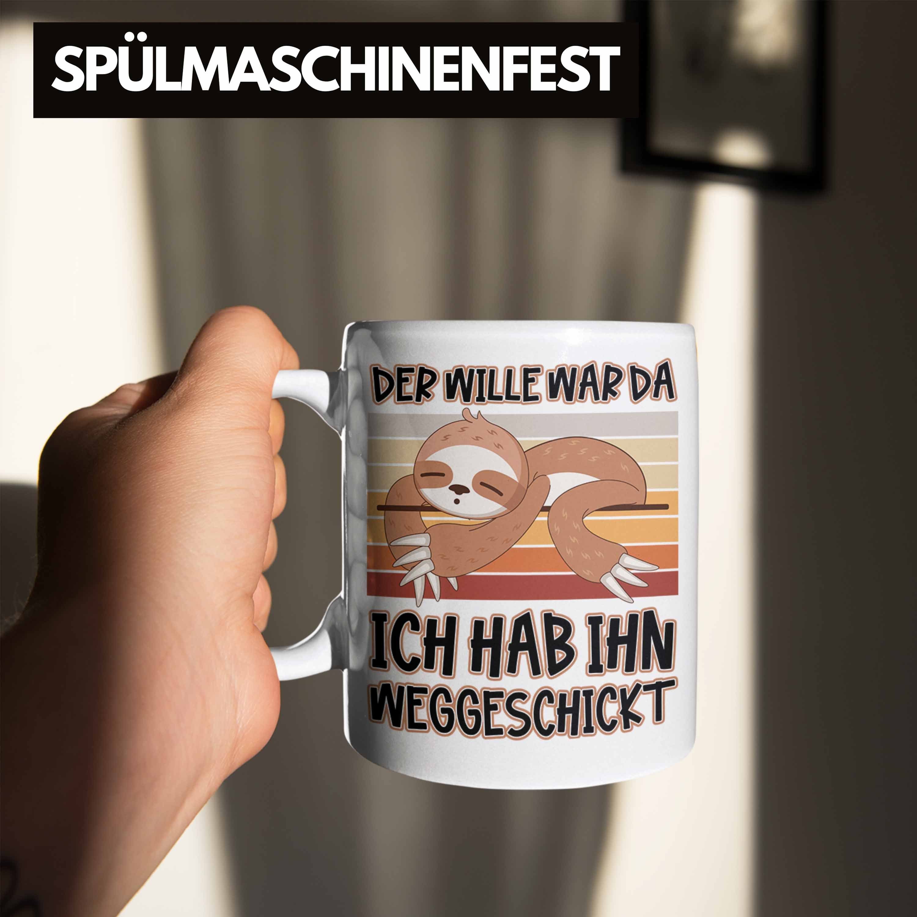 Trendation Faultier Arbeit Der für's Tasse Kinder Kaffeetasse Tasse Frauen Kollegin Wille Trendation Männer Da War Sprüche - Lustige Weiss Büro