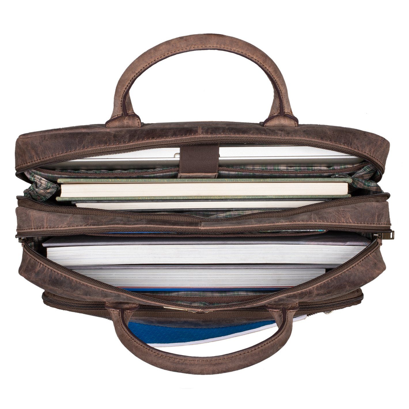 Benthill Aktentasche Echt Leder Laptoptasche Notebooktasche Umhängetasche Laptoptasche, Schultergurt / Umhängegurt Reißverschlussfach