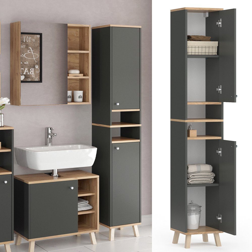 Vicco Hochschrank Senyo, Anthrazit/Goldkraft Eiche, 30 günstig online kaufen
