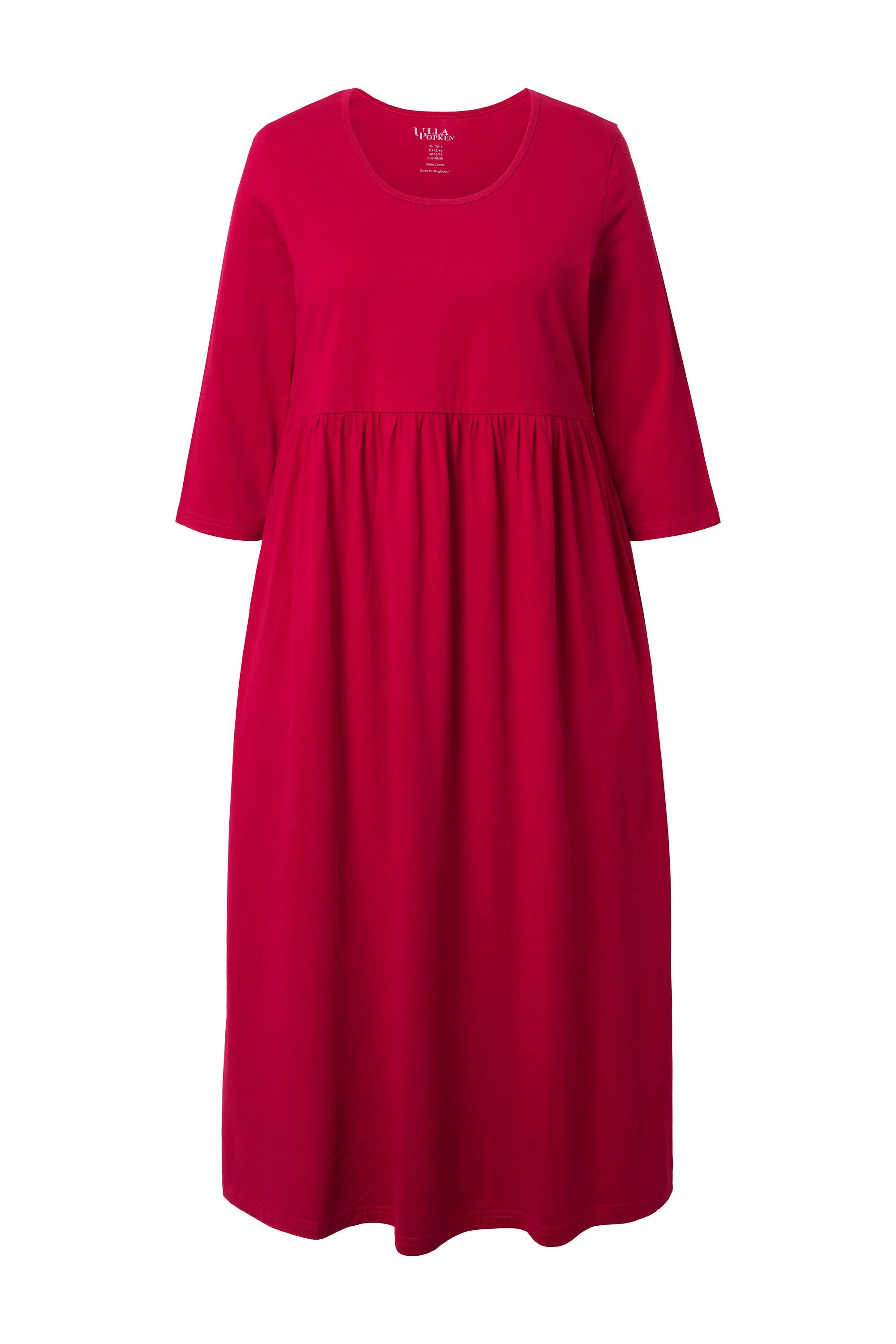 Maxikleid Jersey-Maxikleid A-Linie Rundhals 3/4-Arm Taschen