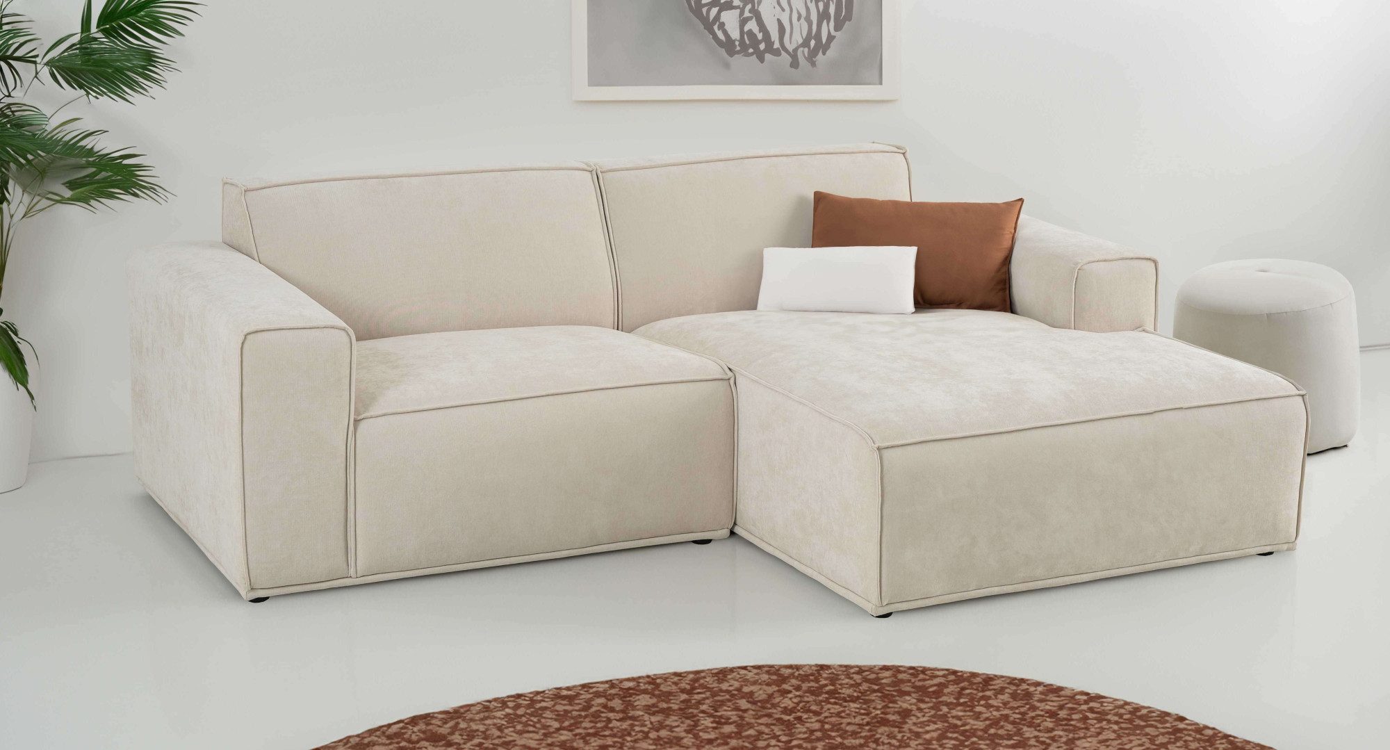 Ecksofa Avelin, 228 cm, L-Form, Chenille, Struktur-Boucle