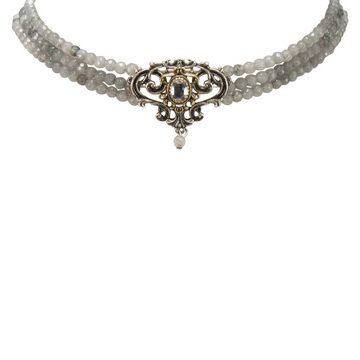 Alpenflüstern Collier Trachten-Perlen-Kropfkette Ophelia (grau), - nostalgische Trachtenkette, eleganter Damen-Trachtenschmuck, Dirndlkette
