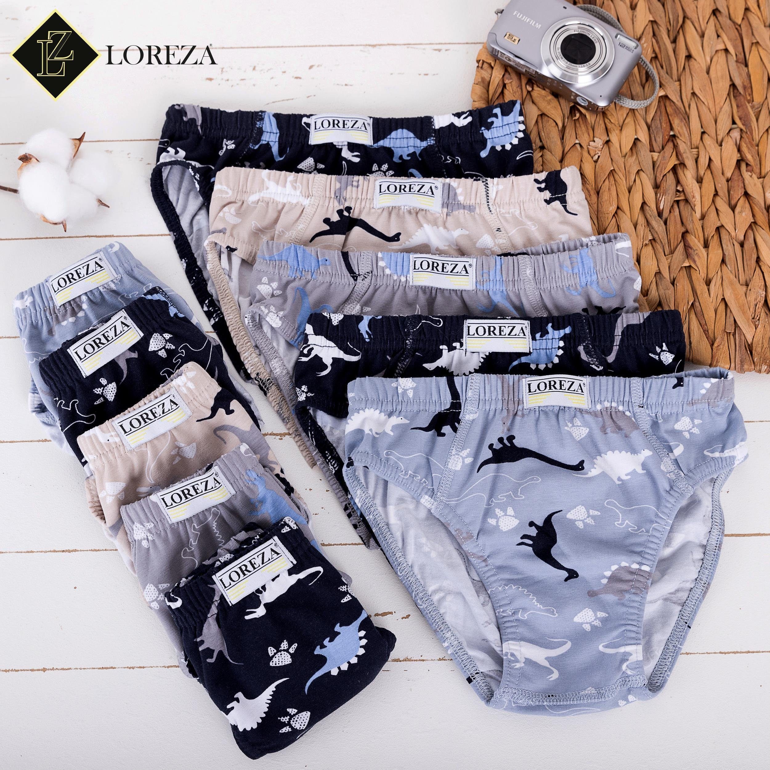 LOREZA Slip 10er Set Jungen Slips - Dinosaurier- Bunt (Set, 10-St)