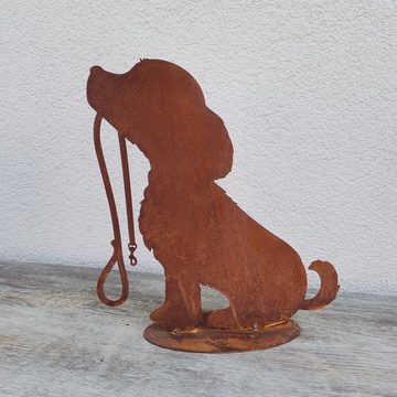 BADEKO Gartenfigur Hund Rocki mit Leine - Edelrost, (0 St)
