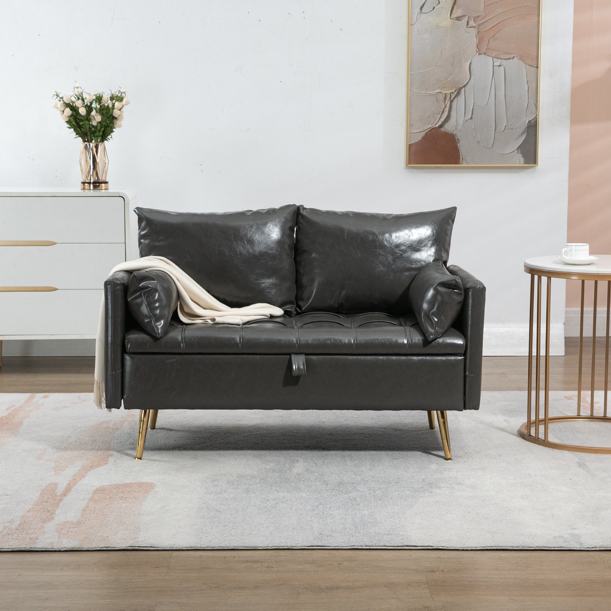 2-Sitzer en.casa gepolstert Grau Sofa, »Sysmä« Metallfüße