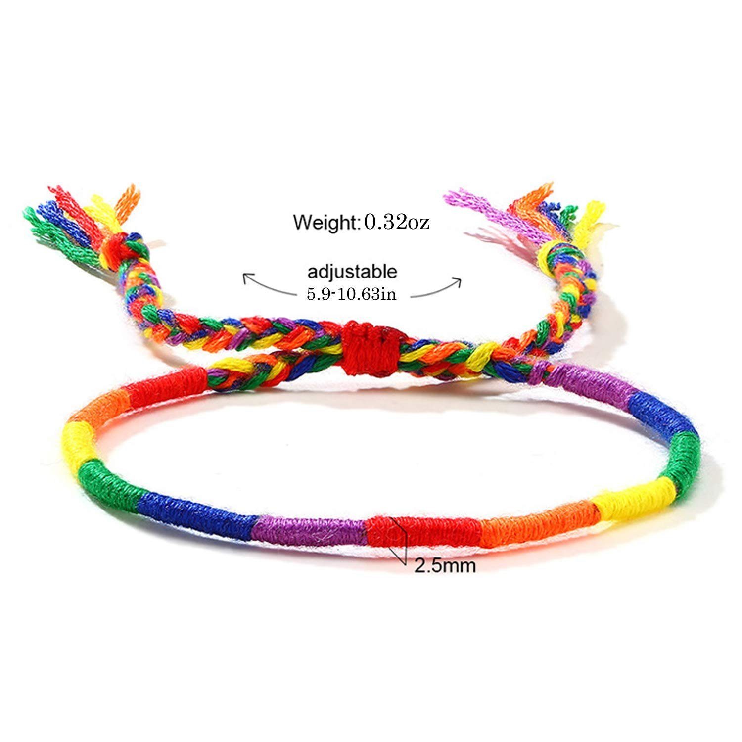 Haiaveng Freundschaftsarmband 2Pcs Gewebtes Freundschaftsarmband geflochtenes LGBTQ Regenbogen einstellbar Armbänder, Seil