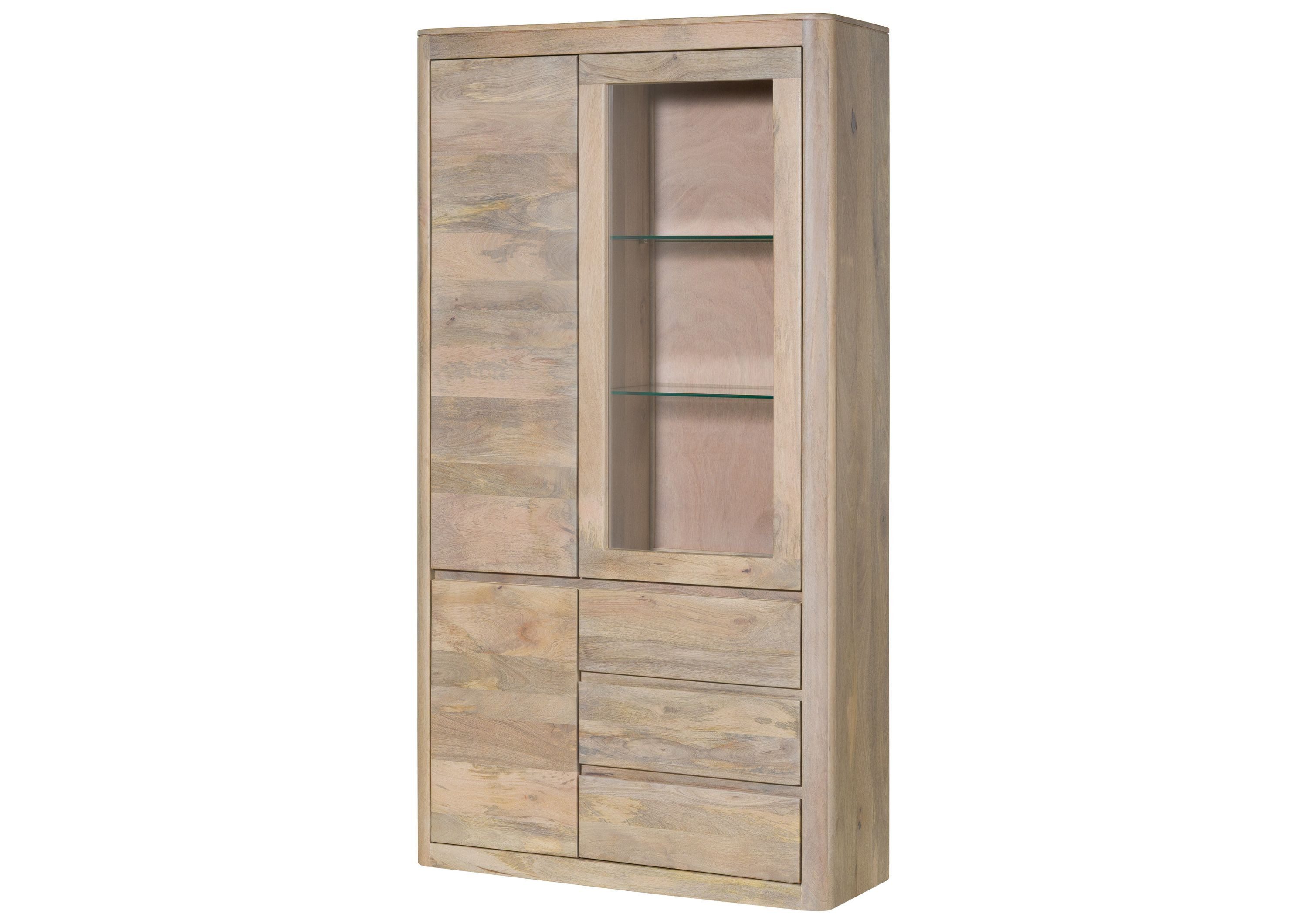 Massivmoebel24 Standvitrine TORONTO (Mango 109x40x202 weiß lackiert TORONTO #311) Mango 109x40x202 weiß lackiert TORONTO #311