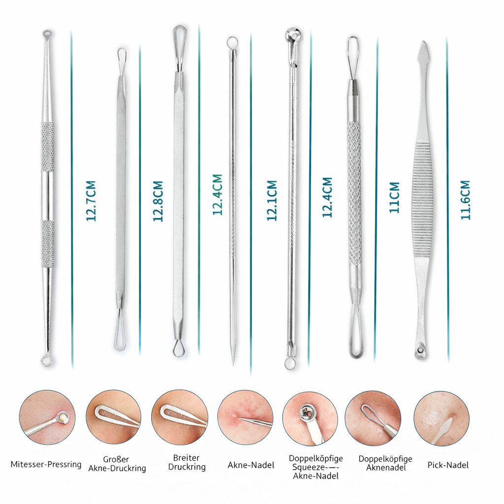 COOL-i ® Mitesserentferner, Komedonenentferner Set,7 In 1 Tool Kit(Rosa)