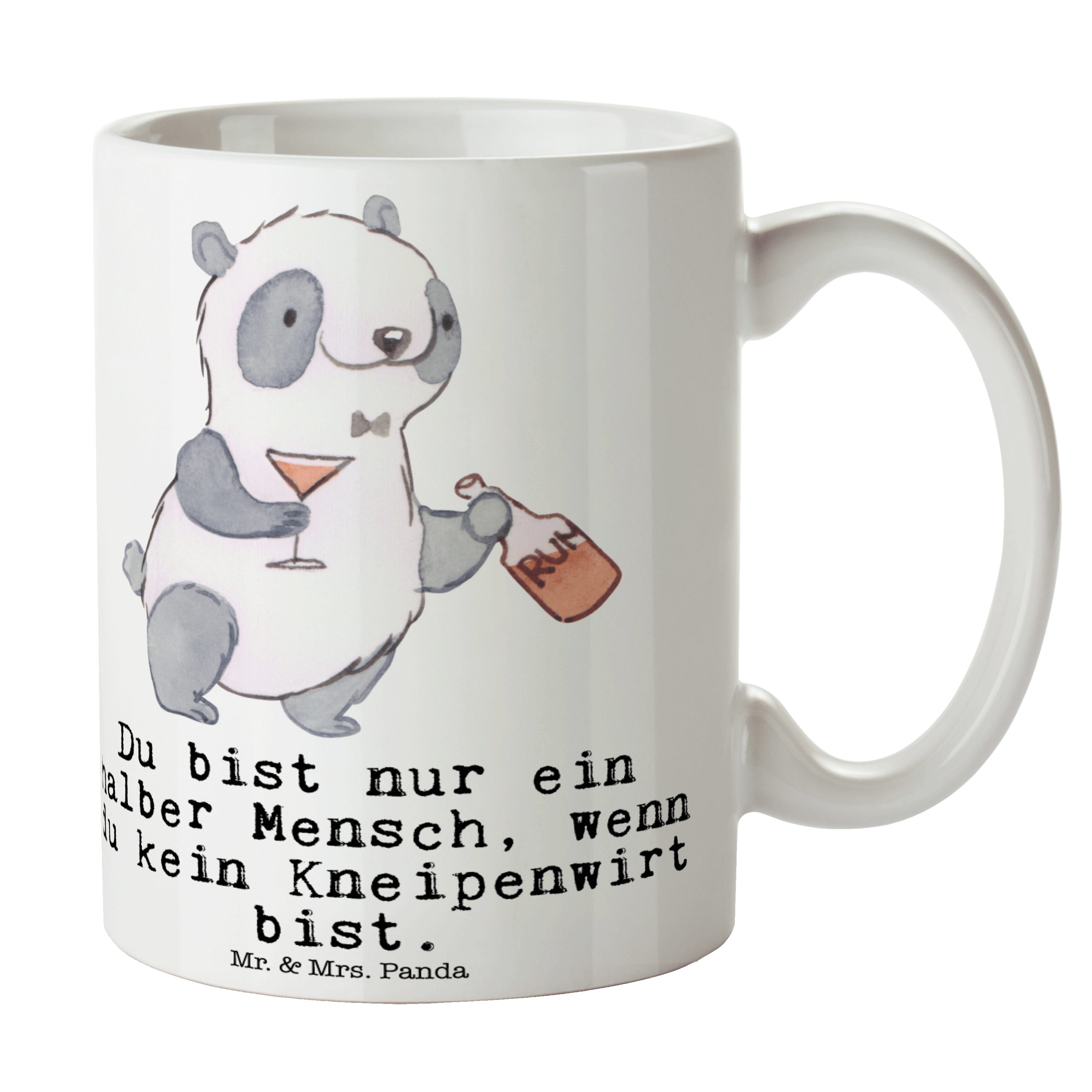 Keramik Panda - Tasse, Weiß Geschenk Mrs. Tasse Beruf, mit Kneipenwirt & Mr. Herz - Geschenk, Firma,