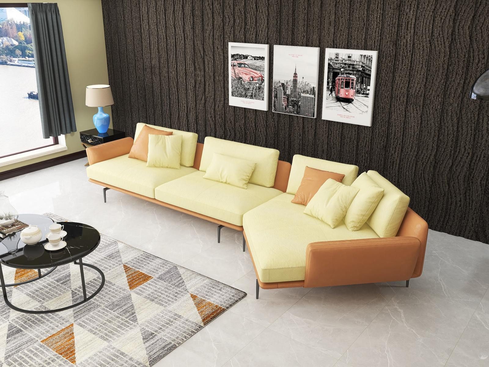Xlmoebel Ecksofa Modernes Ledersofa in L-Form mit hohem Sitzkomfort für Wohnzimmer, Ecksofa, Hergestellt in Europa