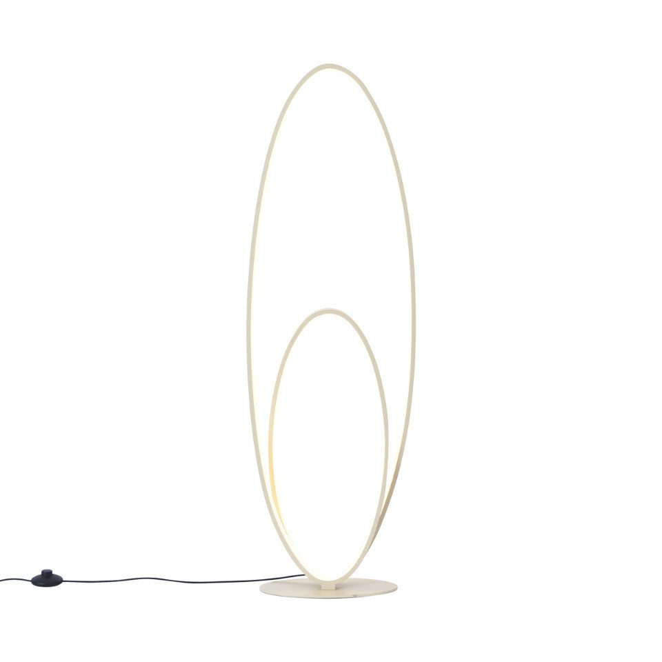 Qazqa Stehlampe Boomerang, Dimmbar, LED fest integriert, Extra-Warmweiß, QAZQA Stehlampe, integrated, Beige, Aluminium, Design