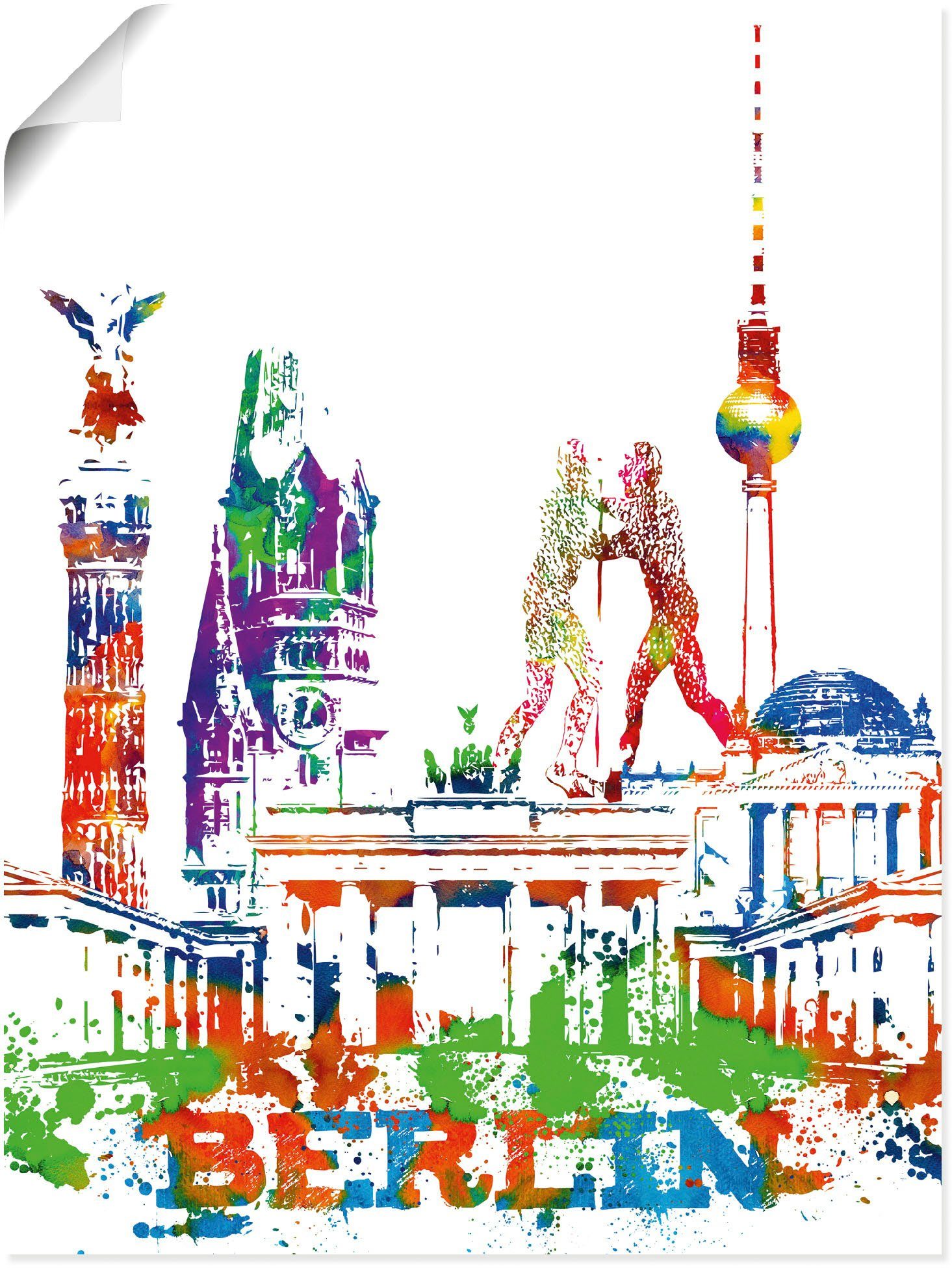 (1 in oder Poster Wandbild Leinwandbild, St), als Grafik, Berlin Berlin Wandaufkleber Größen Artland versch. Alubild,