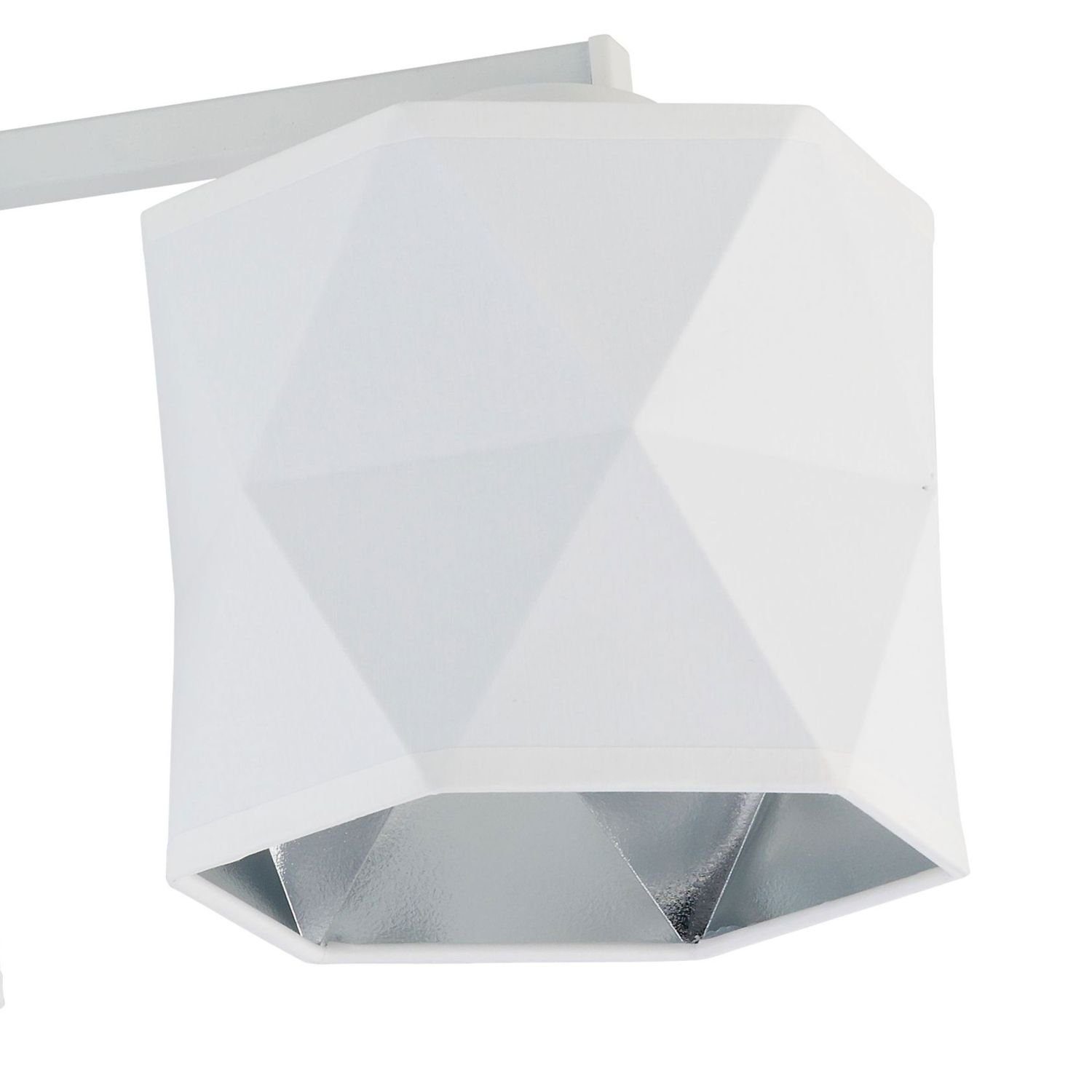 Weiß 3-flammig Wohnzimmer ohne cm THALNAU, 60 lang Stoff Deckenleuchte Licht-Erlebnisse Leuchtmittel, E27 Silber