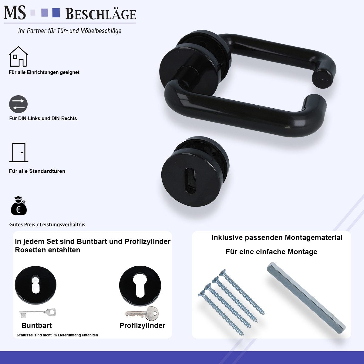 Lienbacher Türbeschlag Rosettengarnitur BB PZ Kunststofftürdrücker U-Form