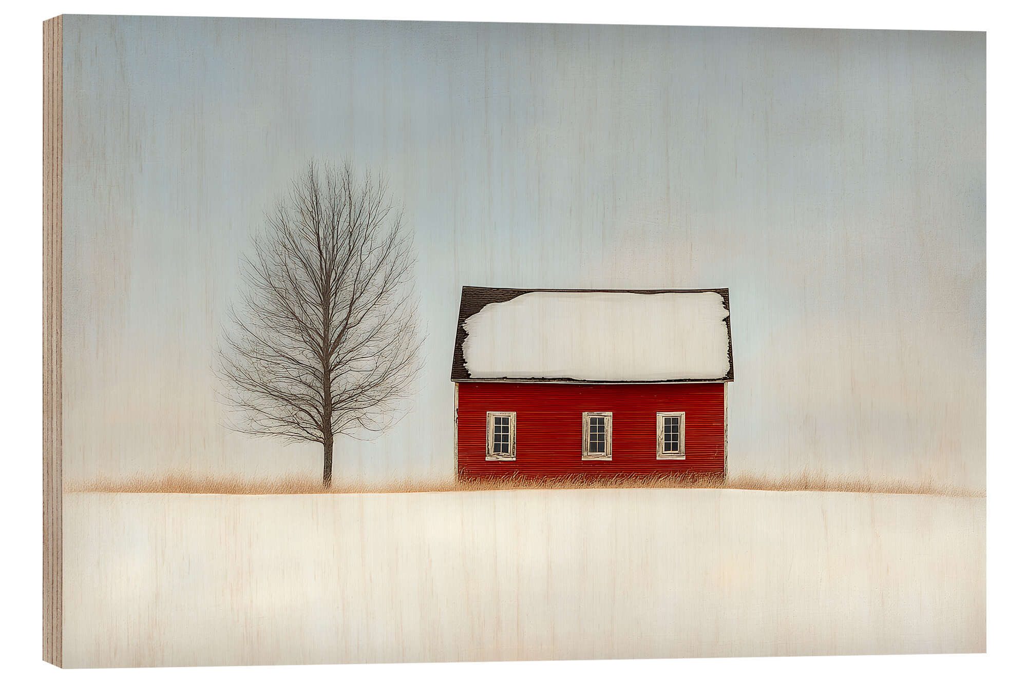 Posterlounge Wandbild Rotes Haus im Schnee, Peter Roder, erhältlich als Poster, Leinwandbild, Wandsticker oder Acrylglasbild