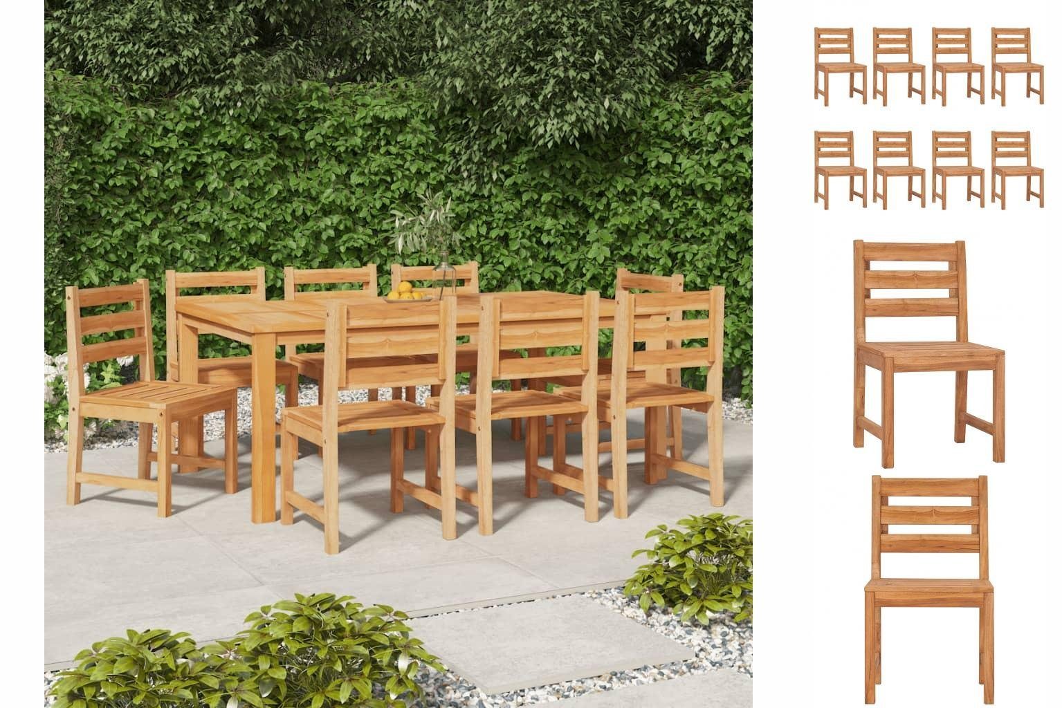 vidaXL Gartenstuhl Gartenstühle Stuhl Terrasse Teak 8 Massivholz Stk