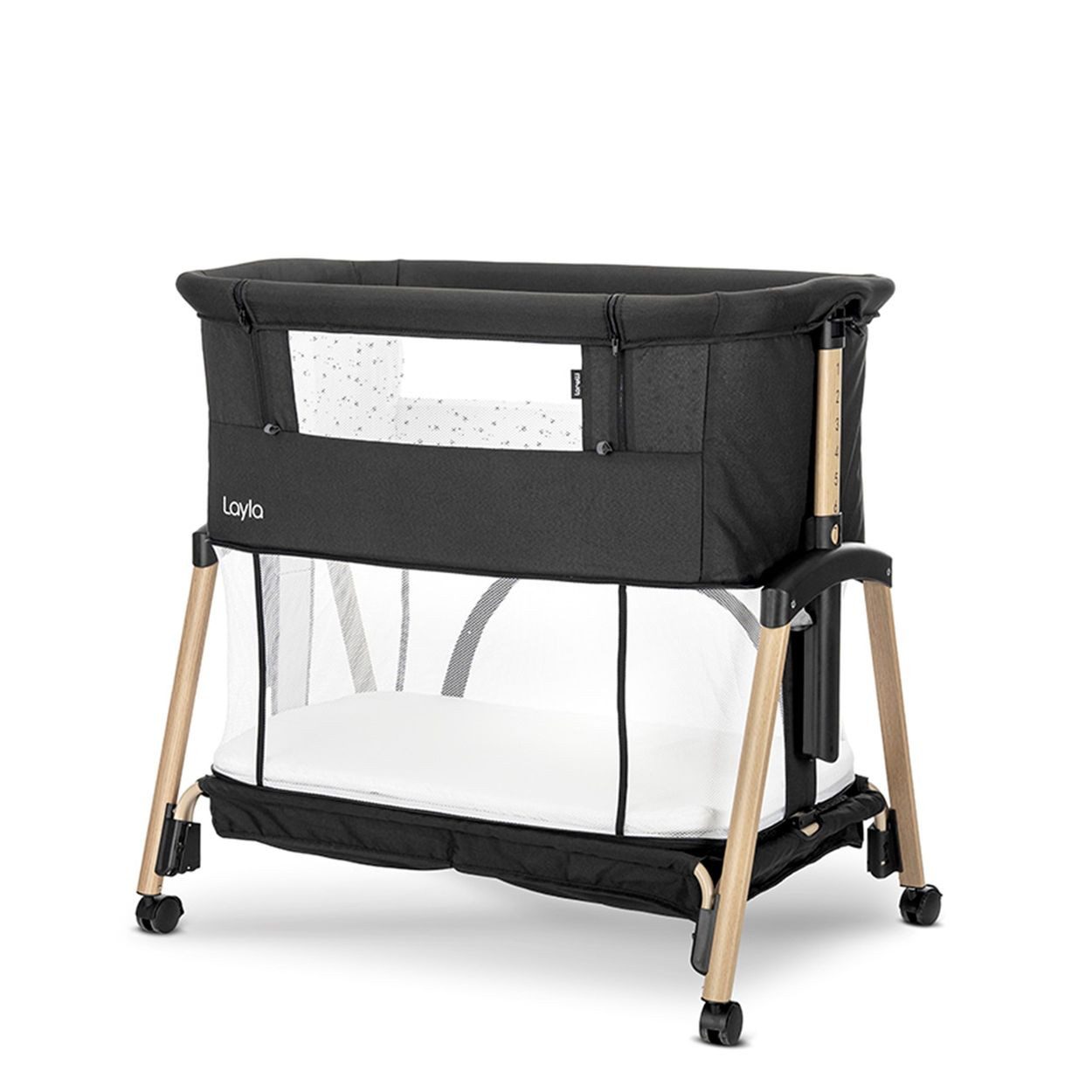 Lorelli Komplettbett Beistellbett Layla 2 in 1, Moskitonetz, Matratze, faltbar, Räder, Korb