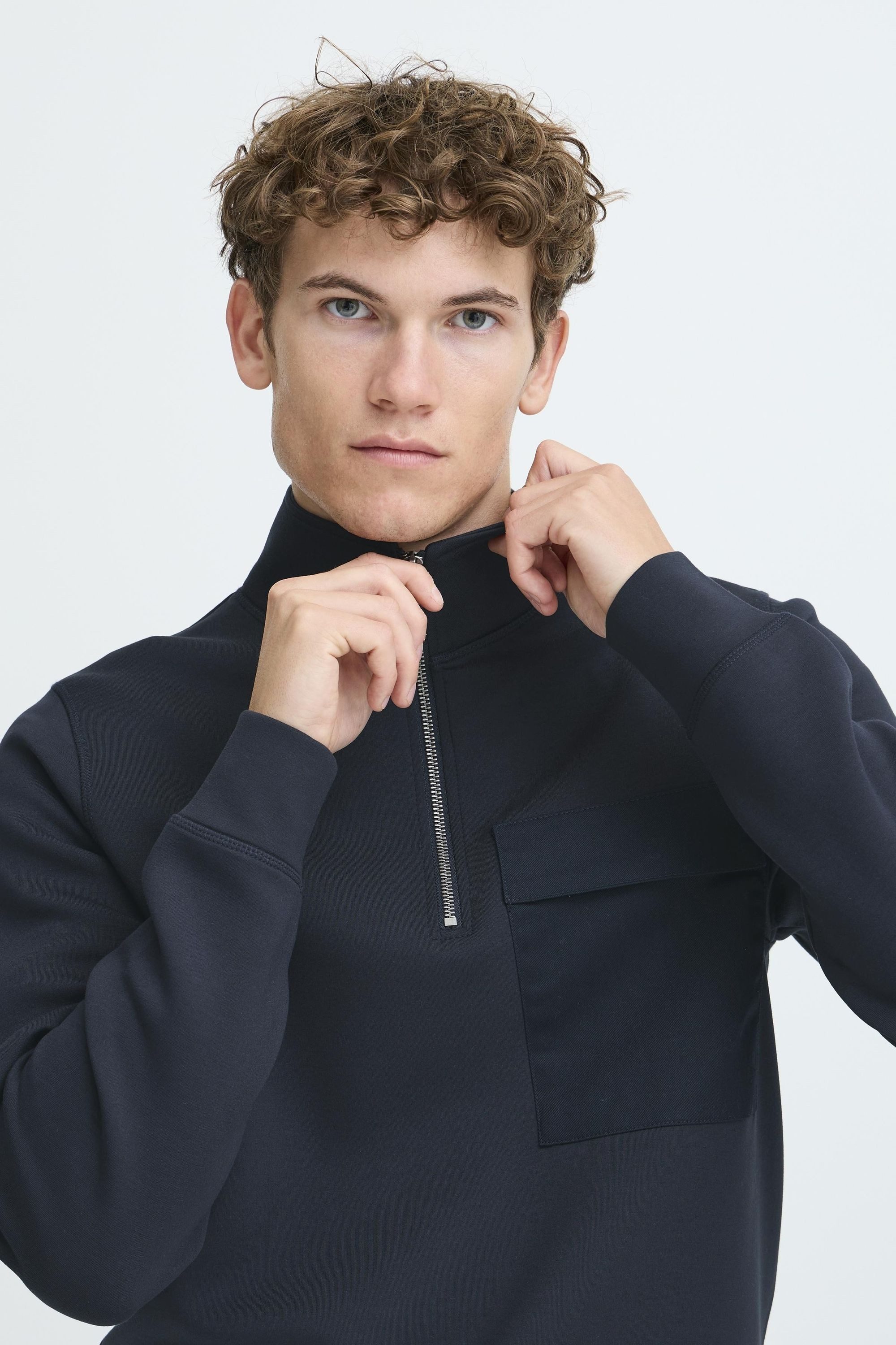 Casual Friday Longsweatshirt CFRo Modischer Troyer mit Brusttasche