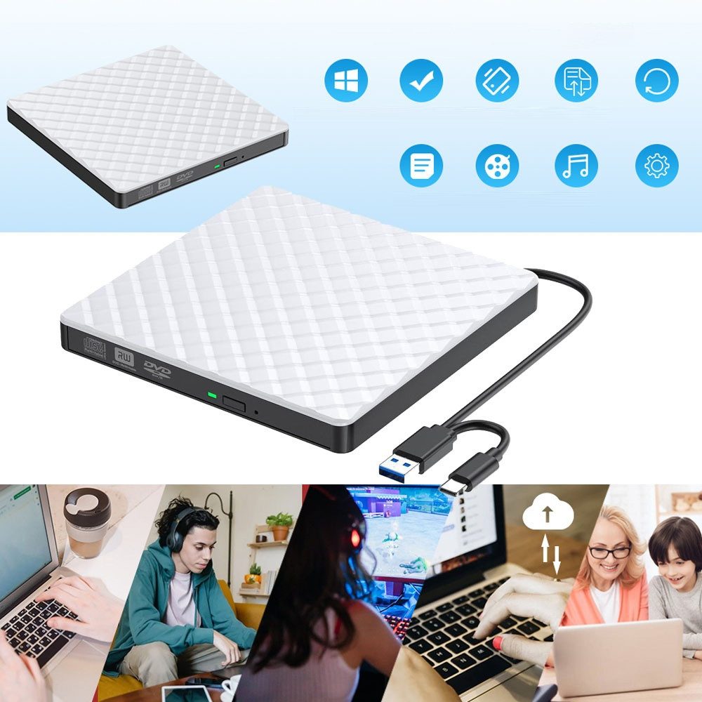 Externe CD DVD Laufwerk Brenner Player,USB 3.0,Typ-C Port Disk Drive Diskettenlaufwerk