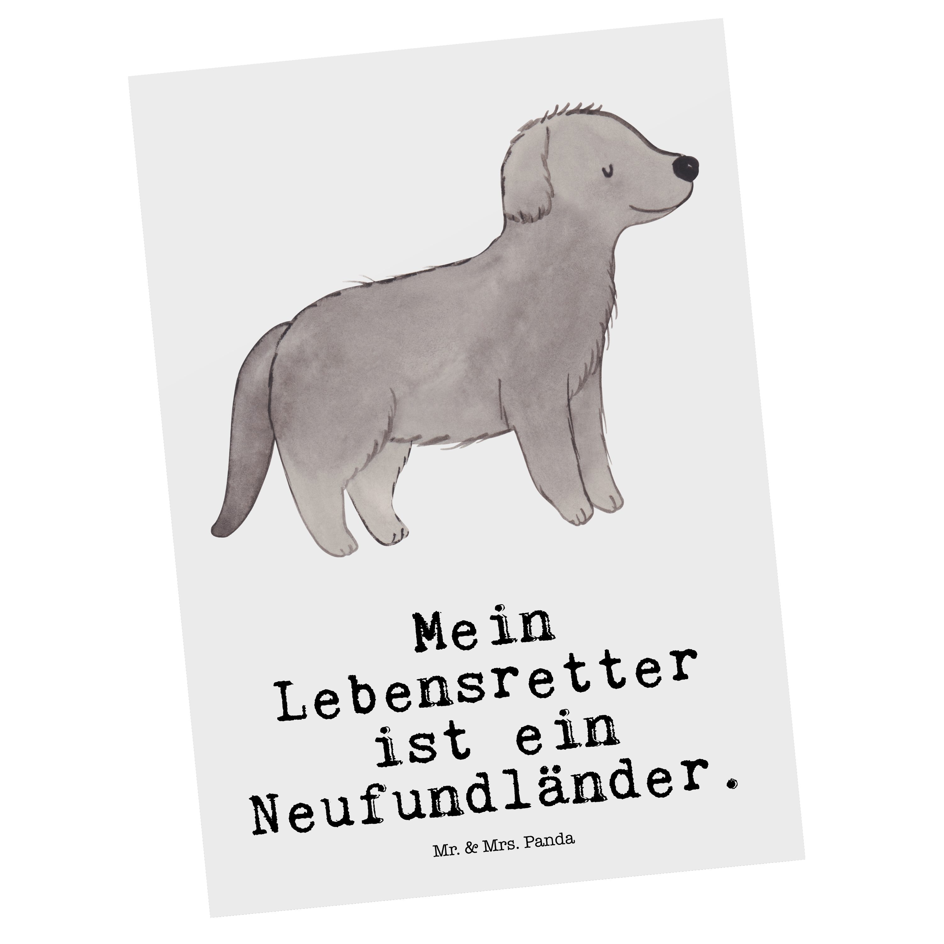 Mr. & Mrs. Panda Postkarte Neufundländer Lebensretter - Weiß - Geschenk, Hunderasse, Dankeskarte