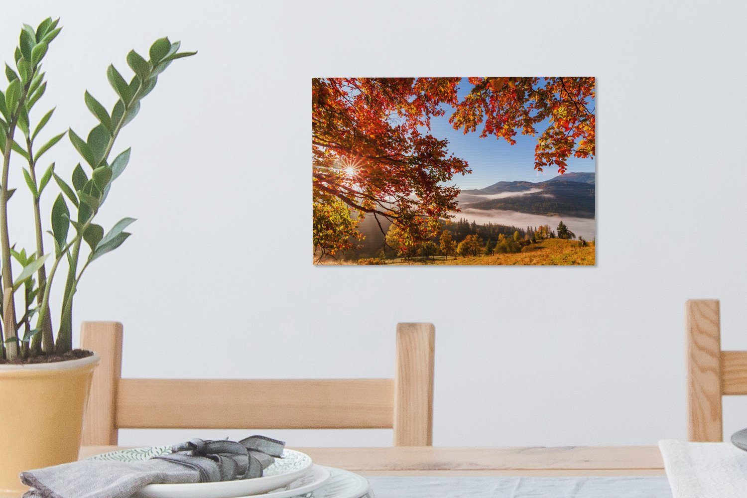 OneMillionCanvasses® Leinwandbild Herbst - Baum - Licht, Fotodruck (1 St), Leinwand Bilder Klein, Wand Dekoration Aesthetic 30x20 cm – Bild 5 von 5
