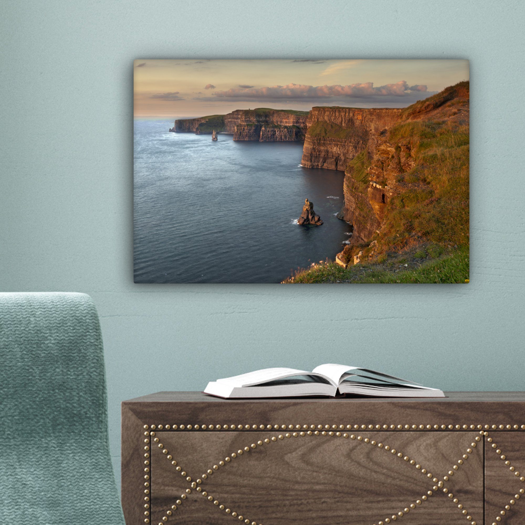 OneMillionCanvasses® Leinwandbild in Moher Cliffs St), irischen 30x20 Aufhängefertig, Wanddeko, Leinwandbilder, (1 cm Europa, Wandbild Die of