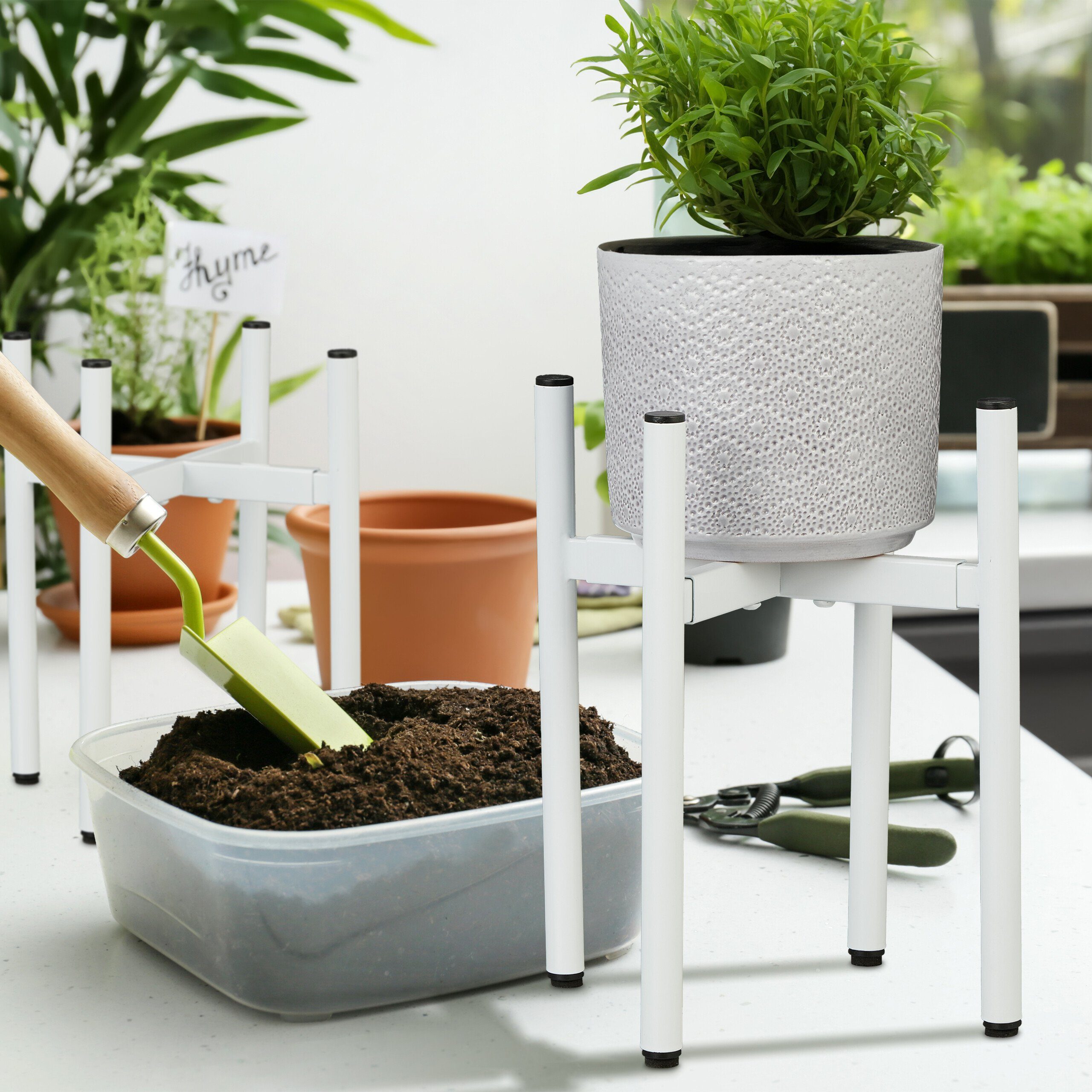 relaxdays Blumenständer Verstellbarer Pflanzenständer 2er Set, günstig online kaufen
