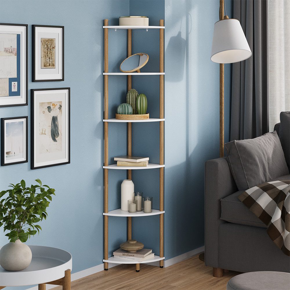 Vicco Eckregal Bivio, Weiß/Kiefer, 29 x 163.5 cm mit 6 Ablagefächern, 1-tlg günstig online kaufen