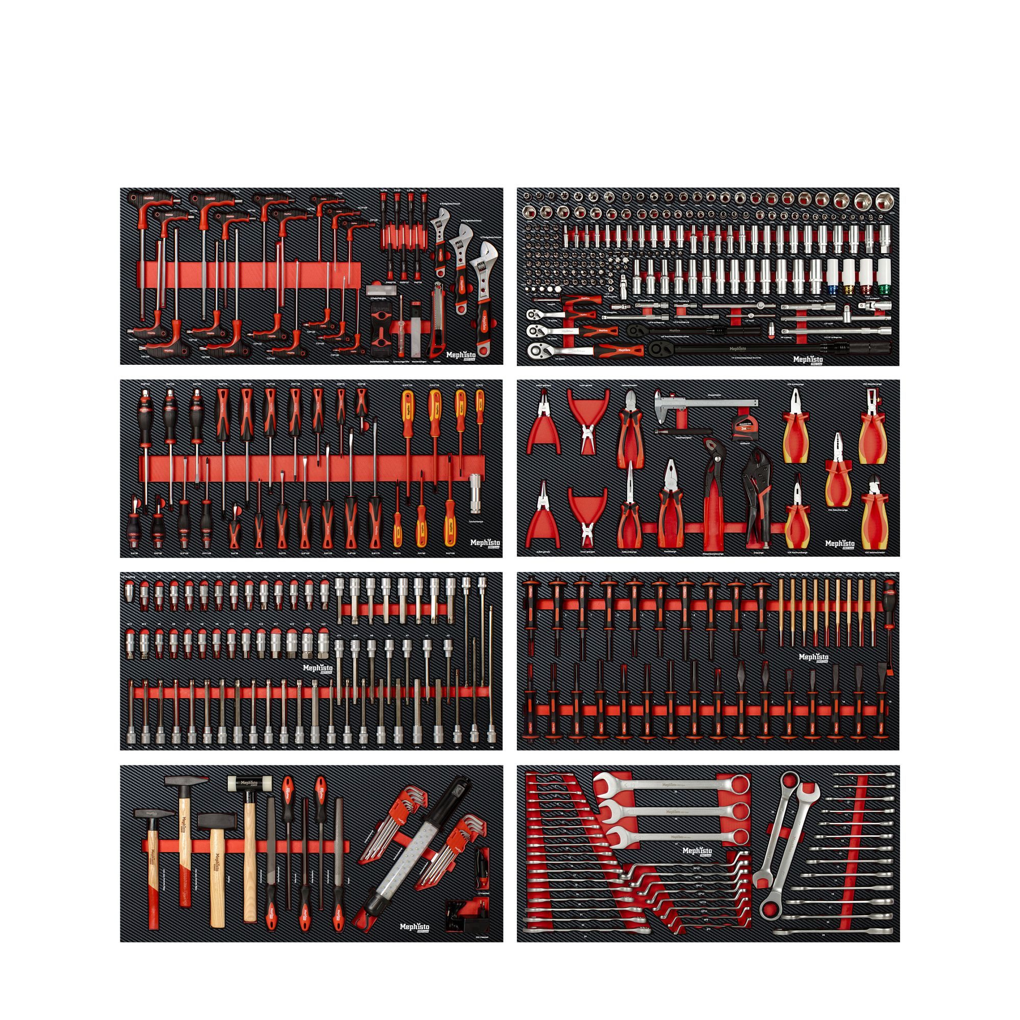 Mephisto-Tools Werkzeugset, (Set), metrisch, inkl. Soft Inlay in Carbon-Optik passend zu WZW 71015