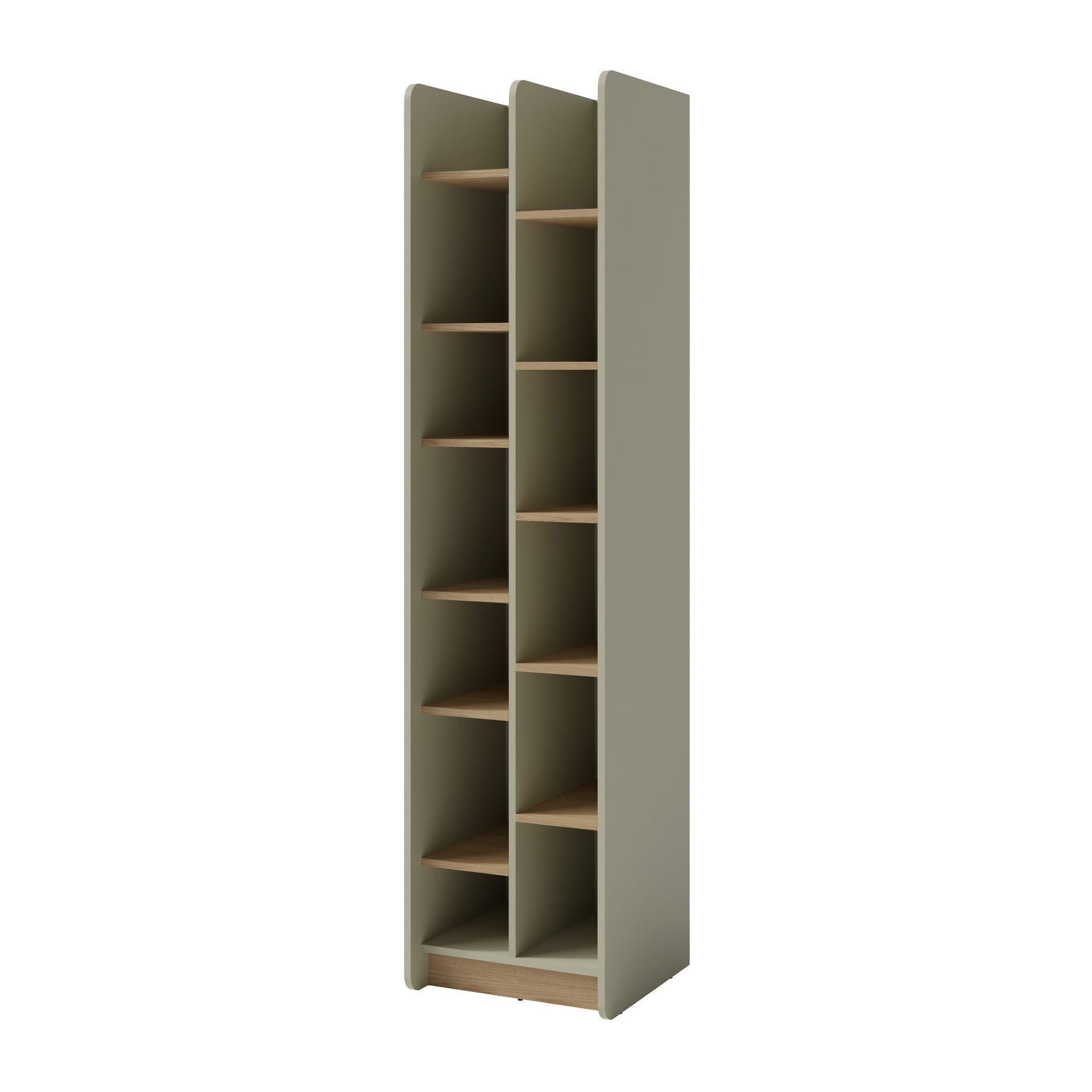 Beautysofa Bücherregal ALEX mit 11 offene Regalböden, erhältlich in zwei trendigen Farben- Eukalyptus oder Sandbeige, Breite: 55 cm