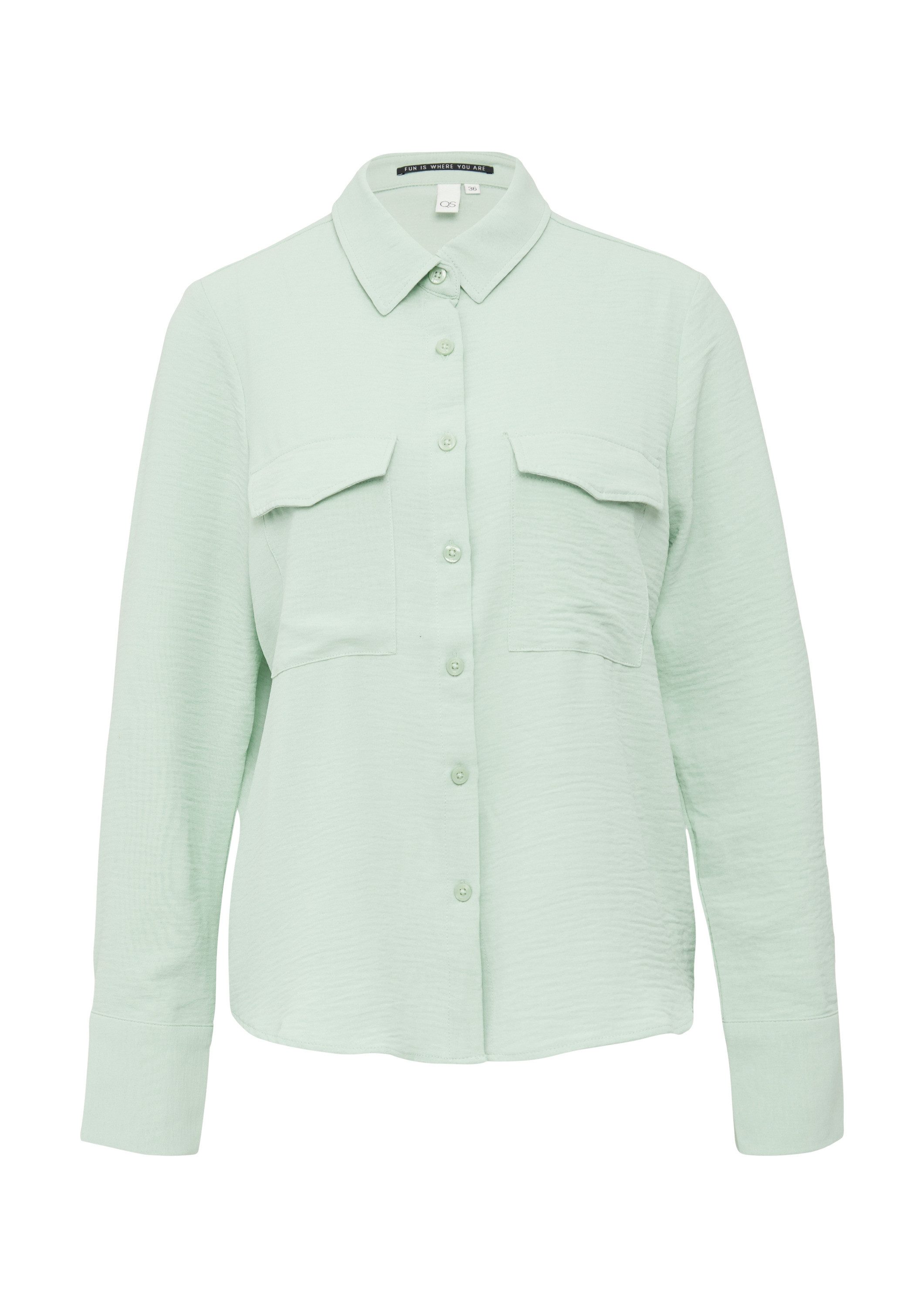 QS Langarmbluse Bluse Lässige Hemdbluse mit aufgesetzten Taschen günstig online kaufen