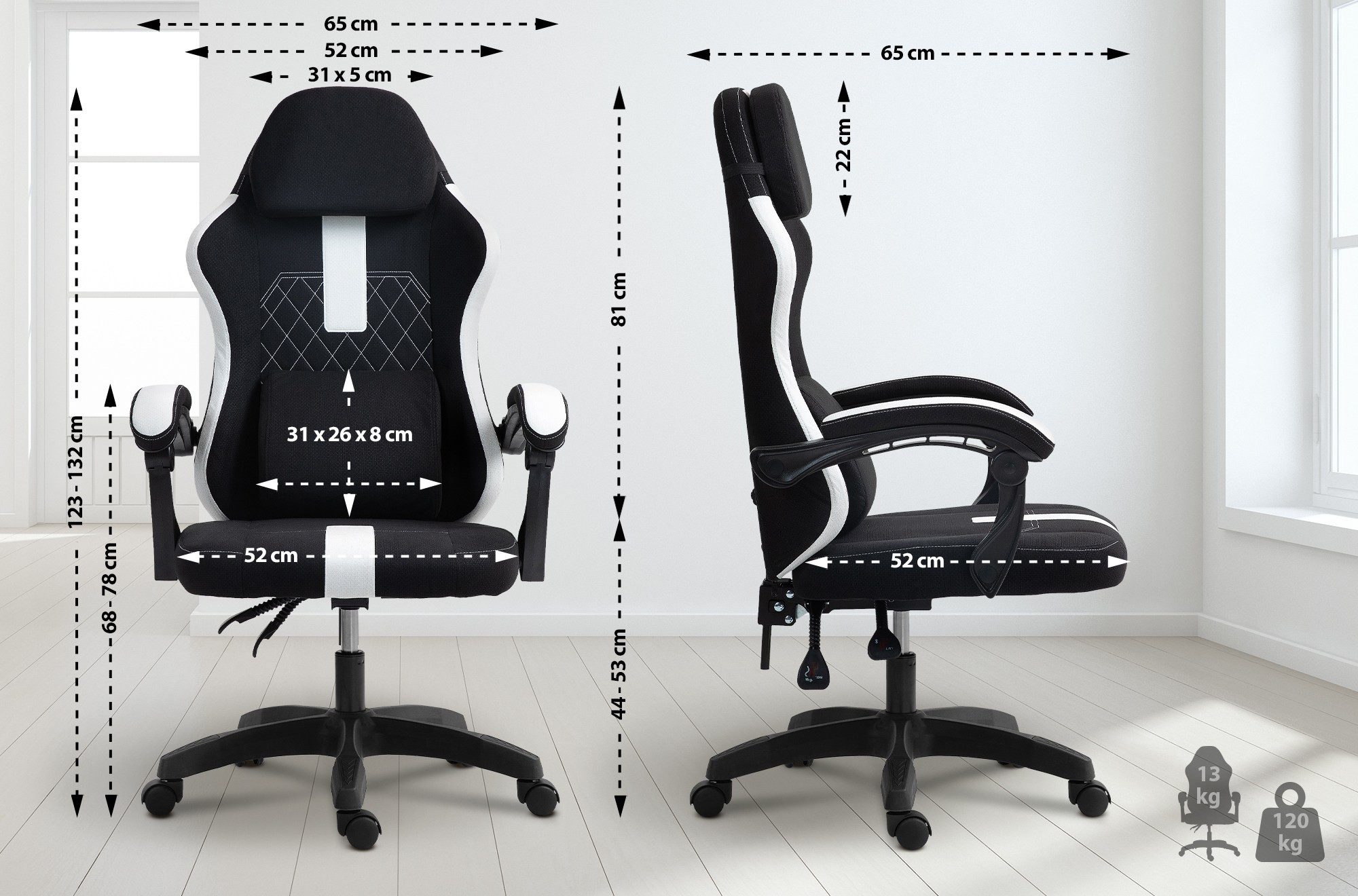 CLP Gaming Chair Miltona, ergonomischer Bürostuhl, höhenverstellbar