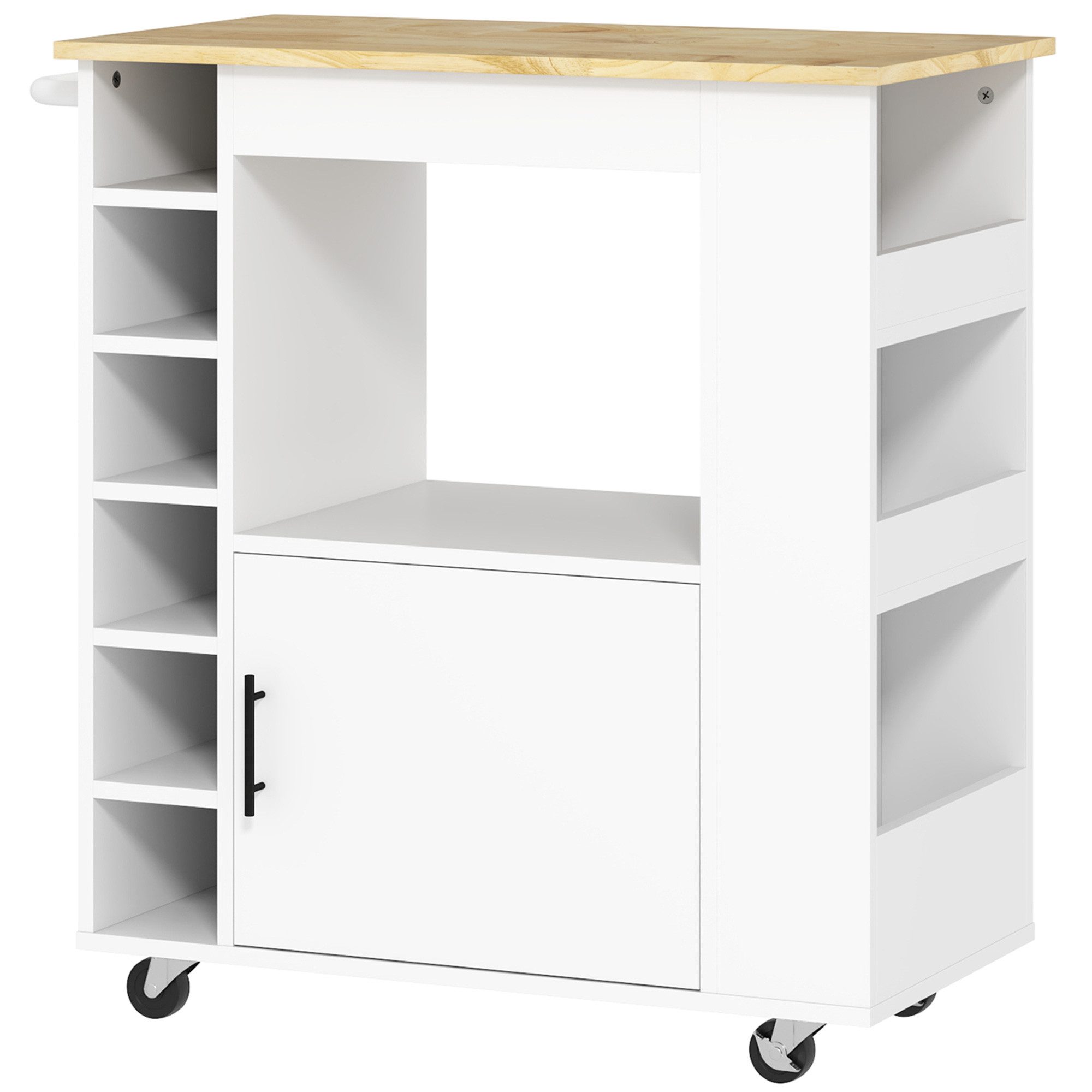 Küchenwagen 83x40x83 cm, Arbeitsplatte, Ablagen, Weinregale, Soft-Close-Scharniere