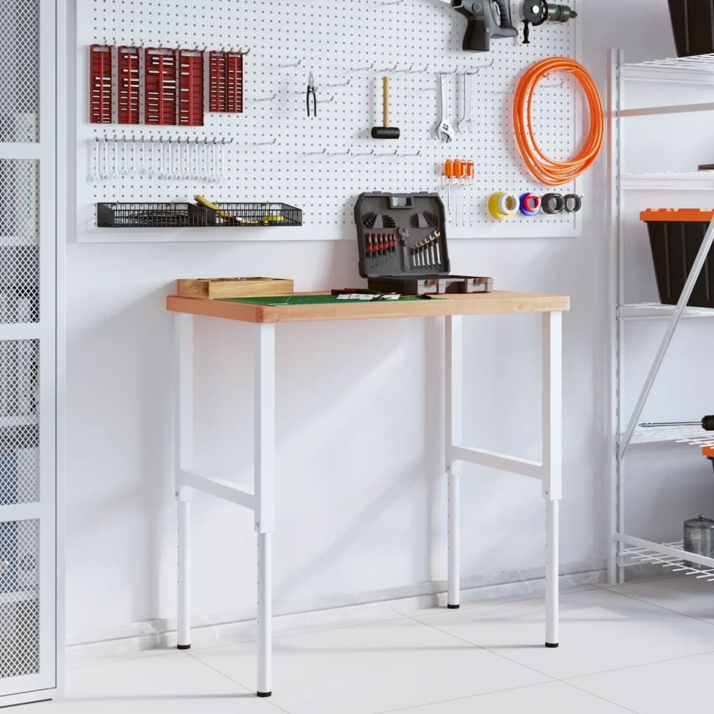 vidaXL Werkbank Werkbank 100x60x(73-99,5) cm Massivholz Buche Rechteckig, (1-tlg)