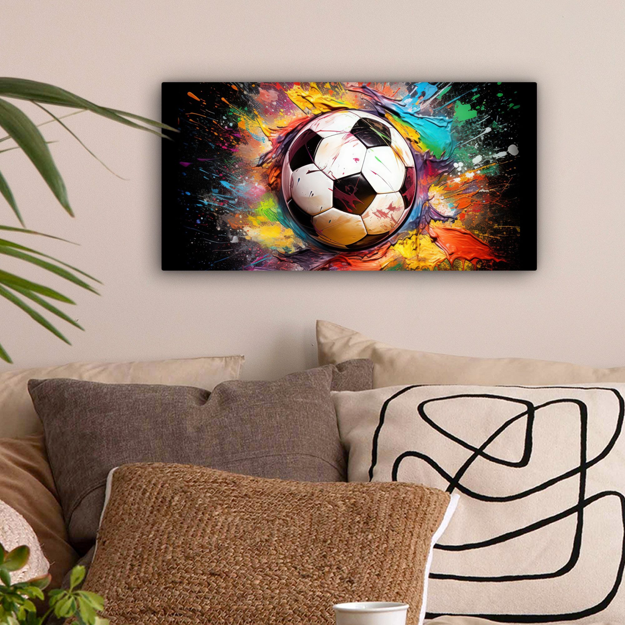 OneMillionCanvasses® Leinwandbild Panorama Fußball - Farbe - Farben - Schwa günstig online kaufen