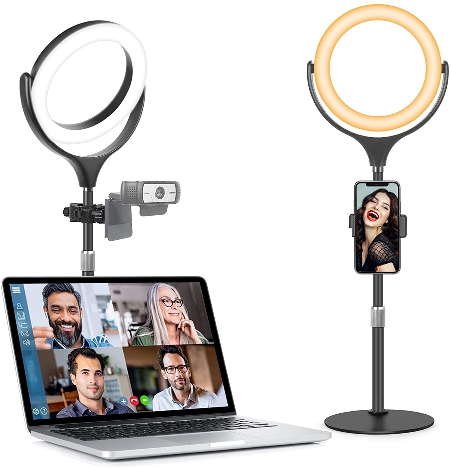 SEEZSSA Ringlicht Ringlampe mit Handyhalter &LED Ringleuchte für Videoaufnahmen, Selfie Ringleuchte mit Fülllicht für Tik Tok,YouTube Live-Stream